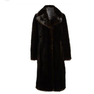 Kendall + Kylie Elegant Black Faux Fur Coat S